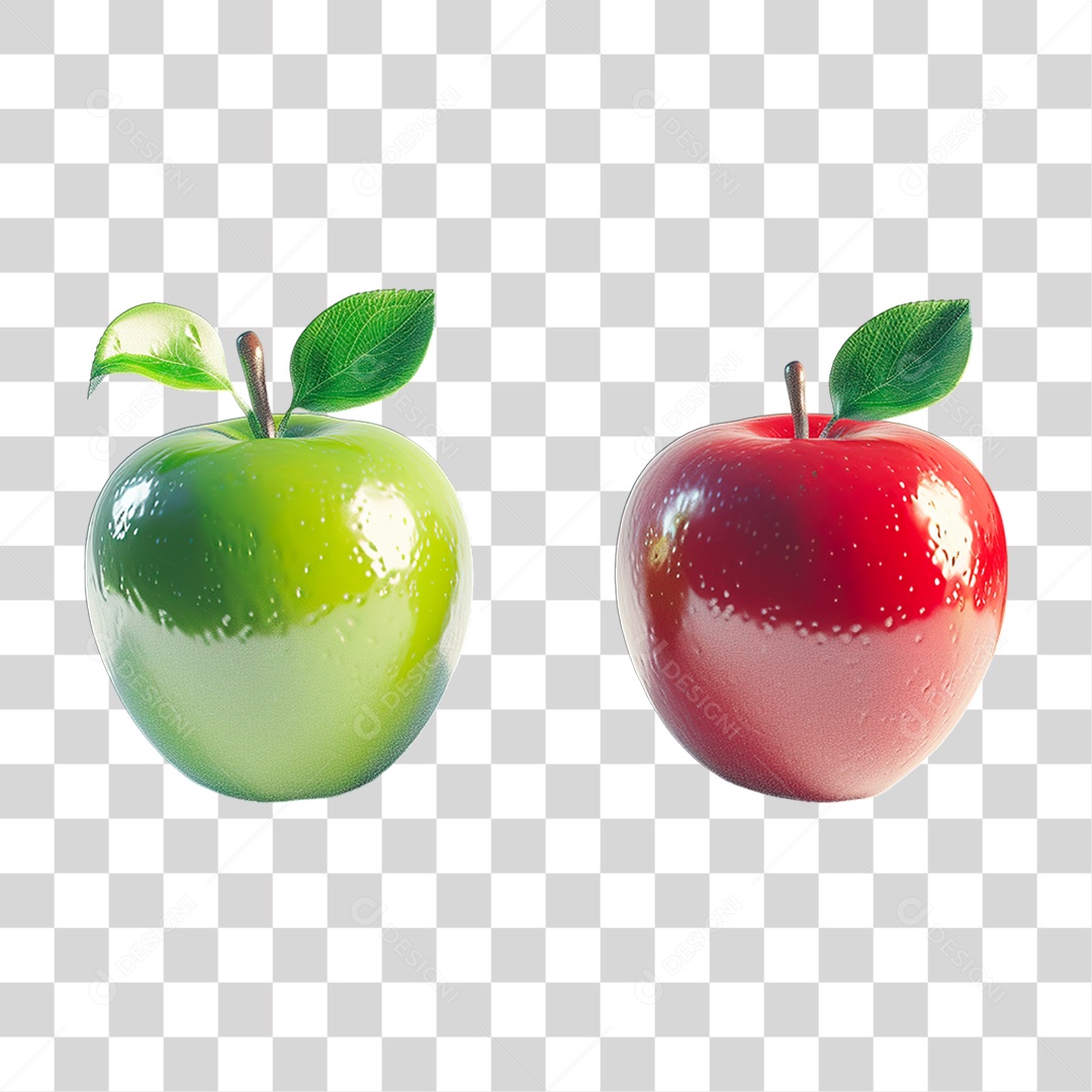 Maçãs Verde e Madura PNG Transparente