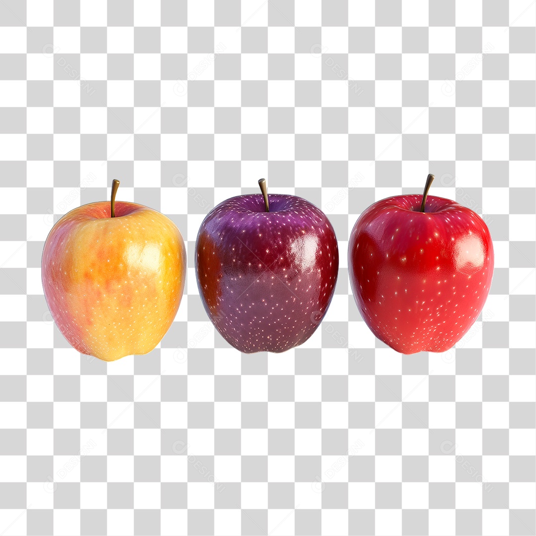 3 Maçãs PNG Transparente