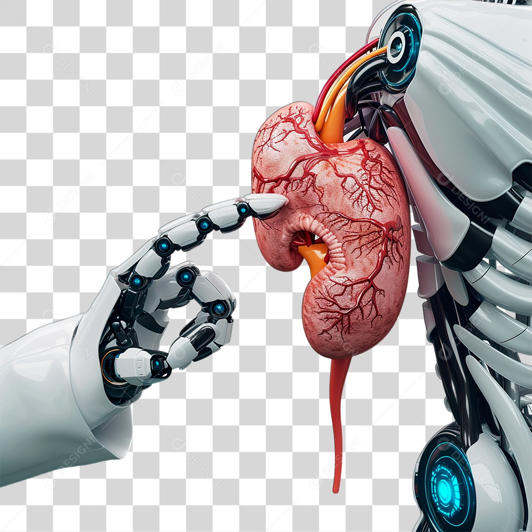 Mãos Robô Segurando Coração PNG Transparente