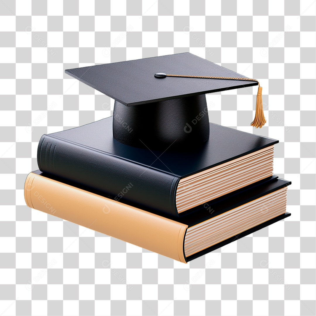 Livros com Chapéu Formatura PNG Transparente
