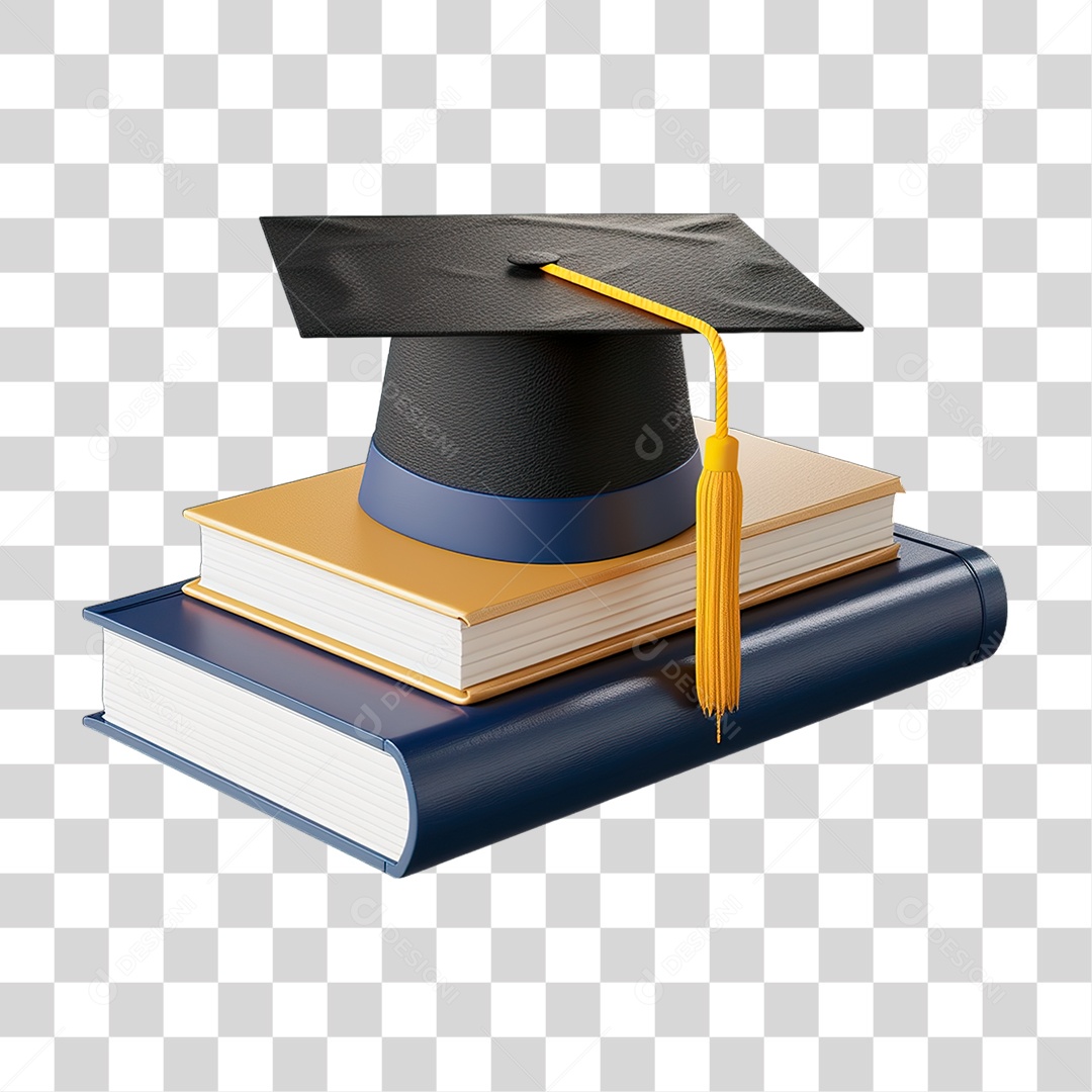 Livros com Chapéu Formatura PNG Transparente
