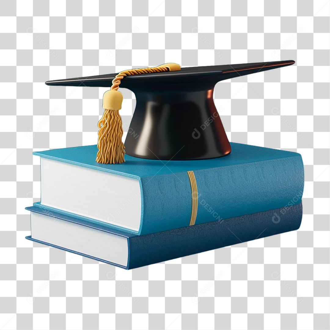 Livros com Chapéu Formatura PNG Transparente