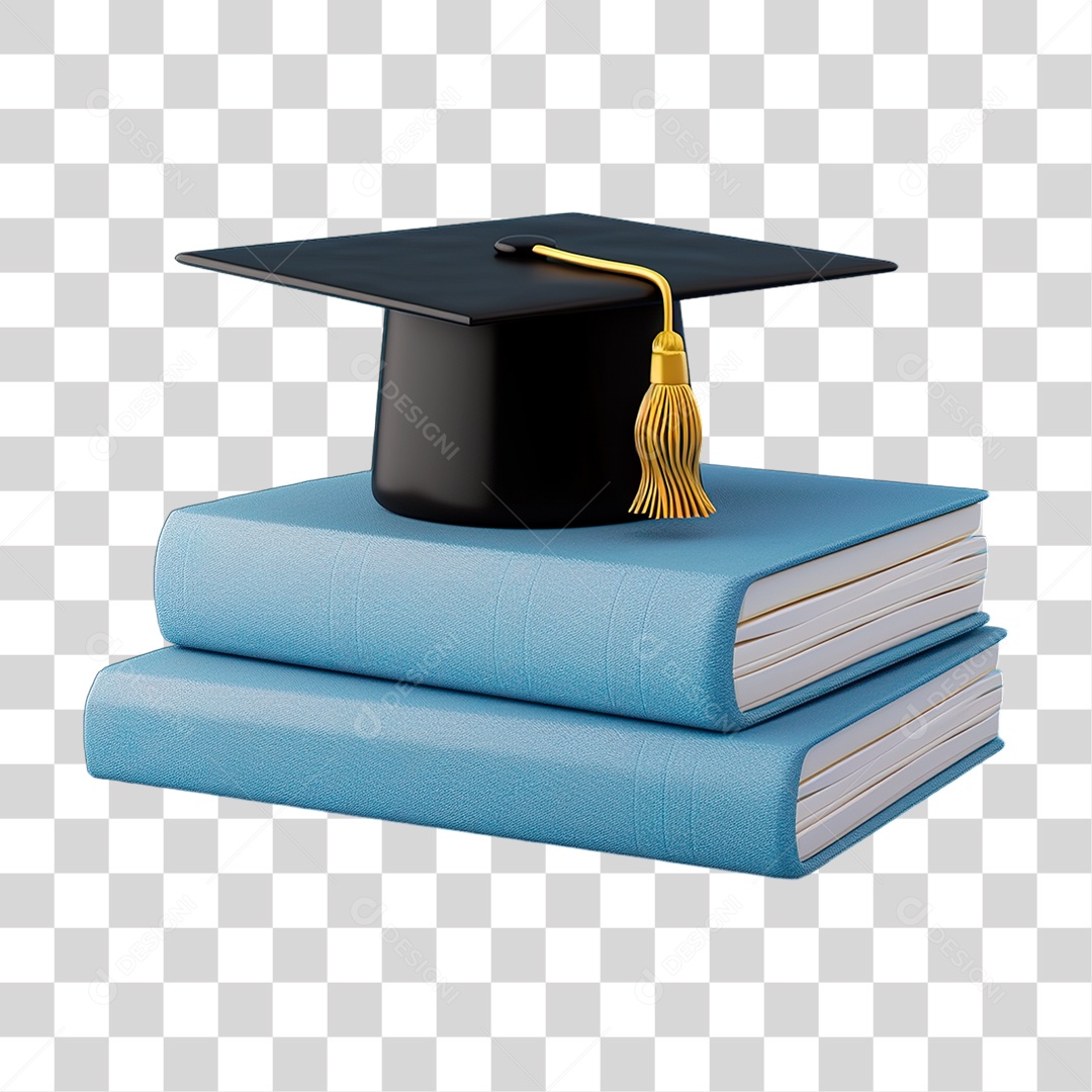 Livros com Chapéu Formatura PNG Transparente
