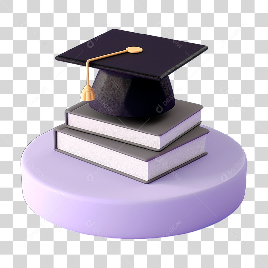 Livros com Chapéu Formatura PNG Transparente