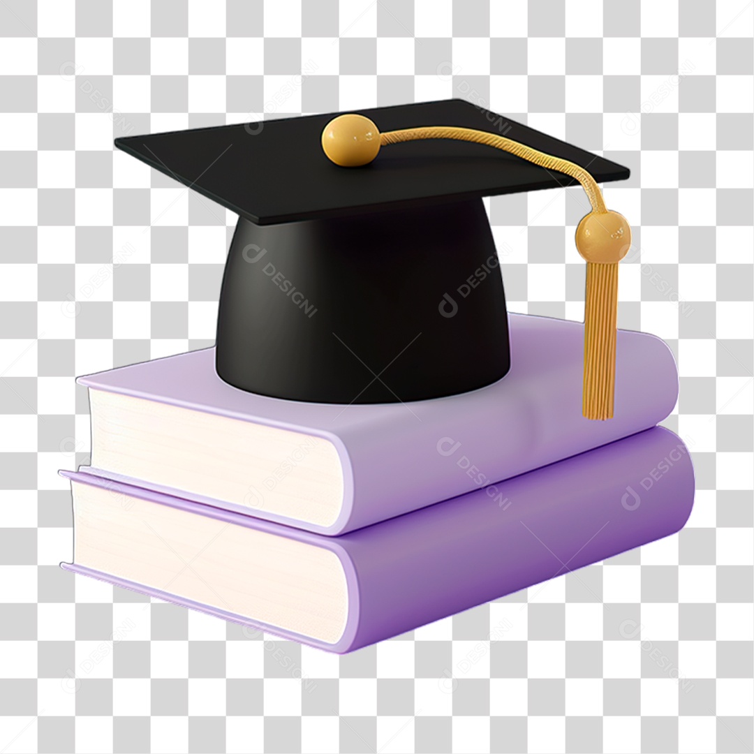Livros com Chapéu Formatura PNG Transparente