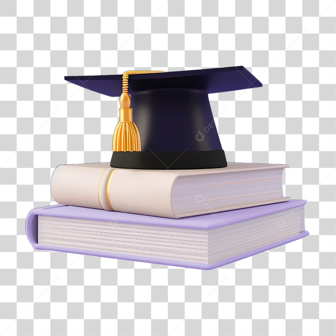 Livros com Chapéu de Formatura PNG Transparente