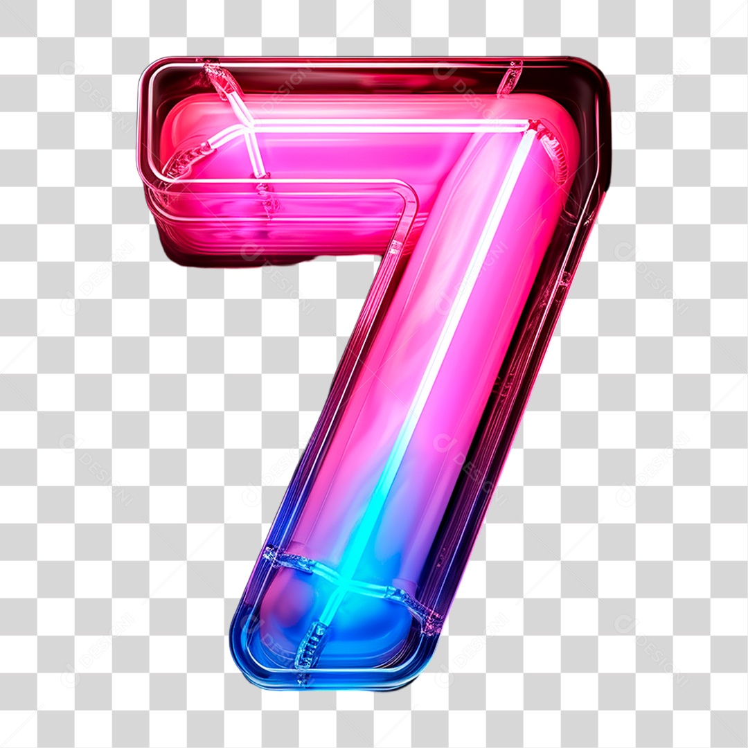 Número 7 Luzes Neon PNG Transparente