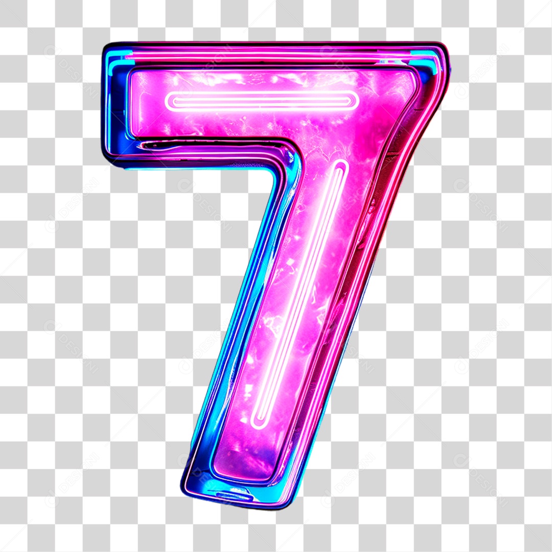 Número 7 Luzes Neon PNG Transparente