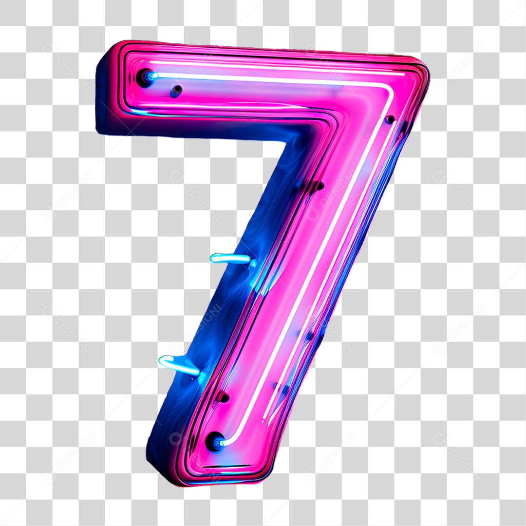 Numero 7 Luzes Neon PNG Transparente