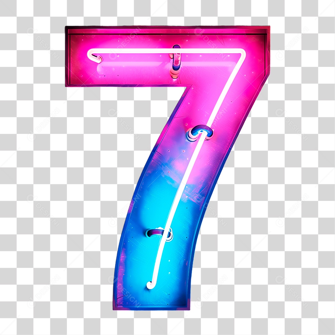 Numero 7 Luzes Neon PNG Transparente