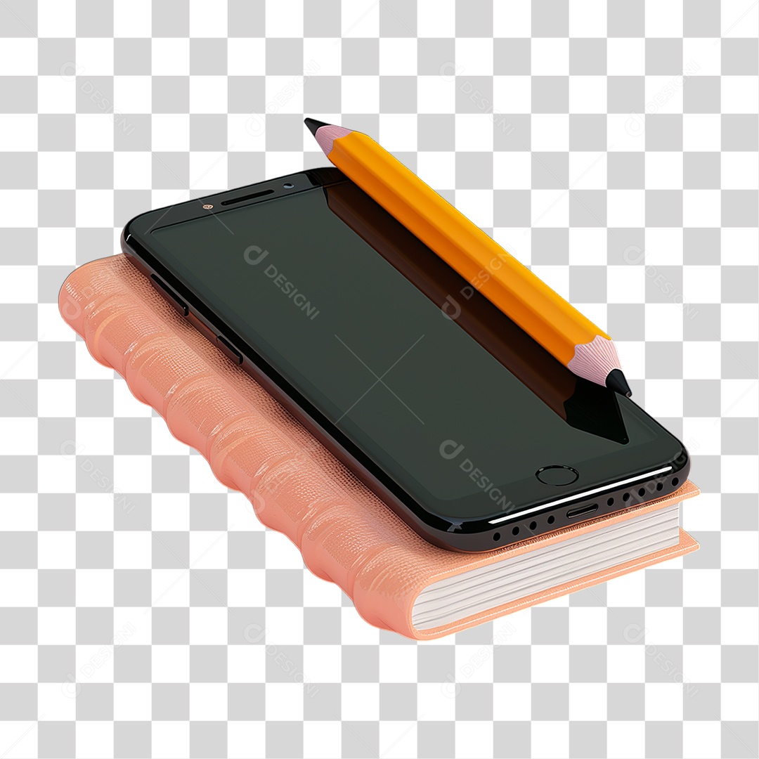 Agenda com Celular e Lápis PNG Transparente