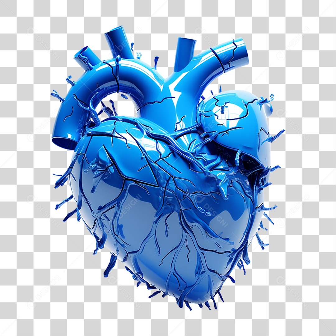 Elemento 3D Coração PNG Transparente