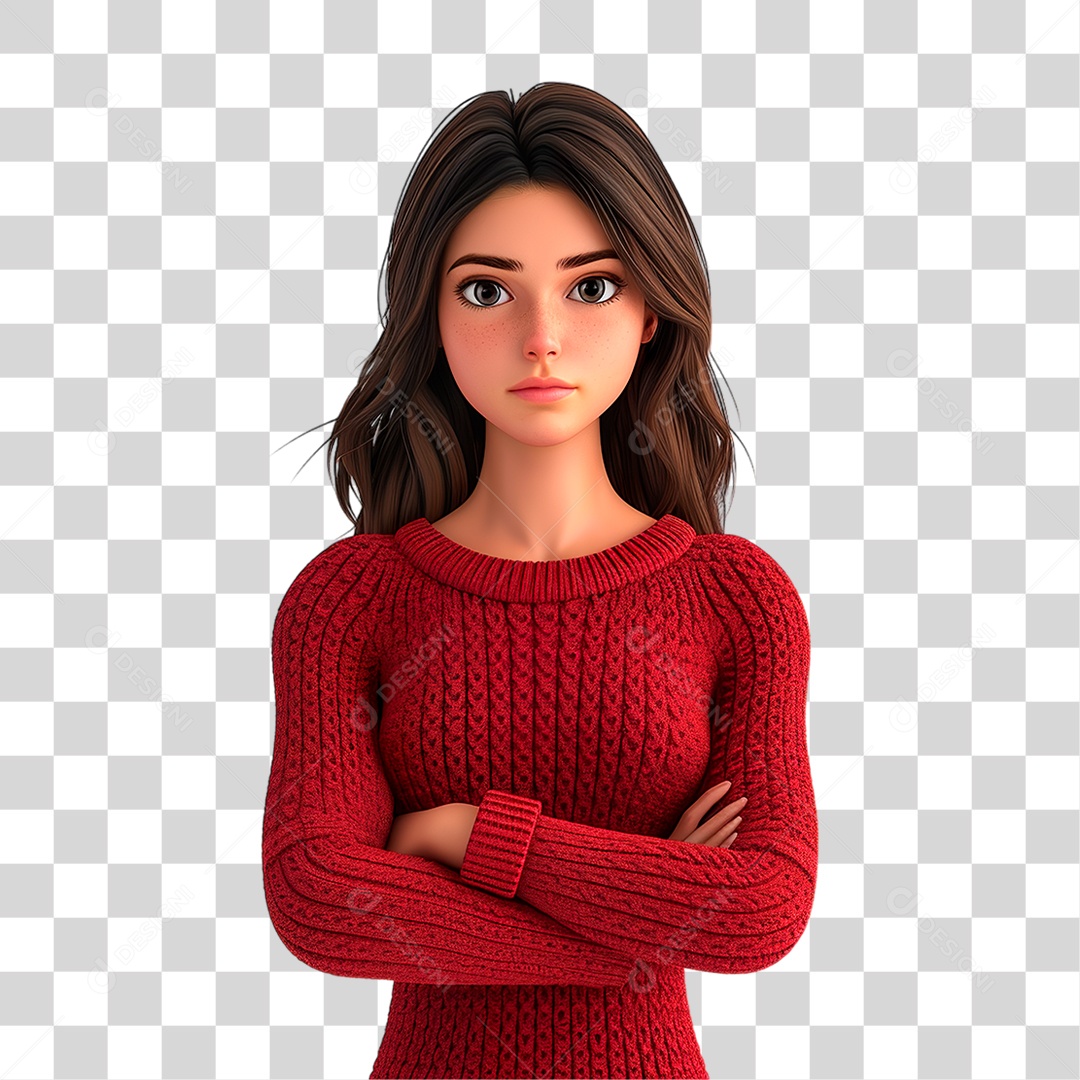 Mulher de Braços Cruzado PNG Transparente