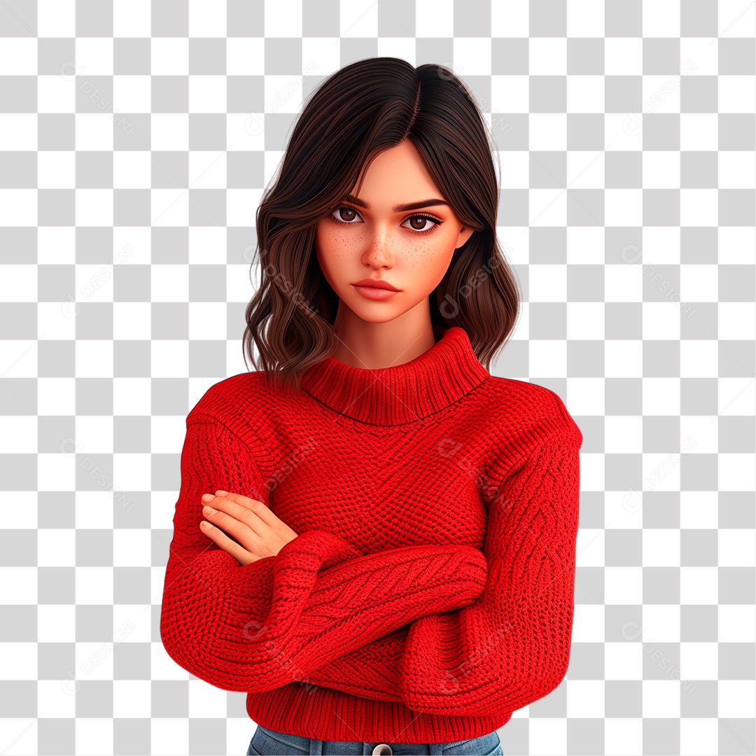 Mulher de Braços Cruzado PNG Transparente