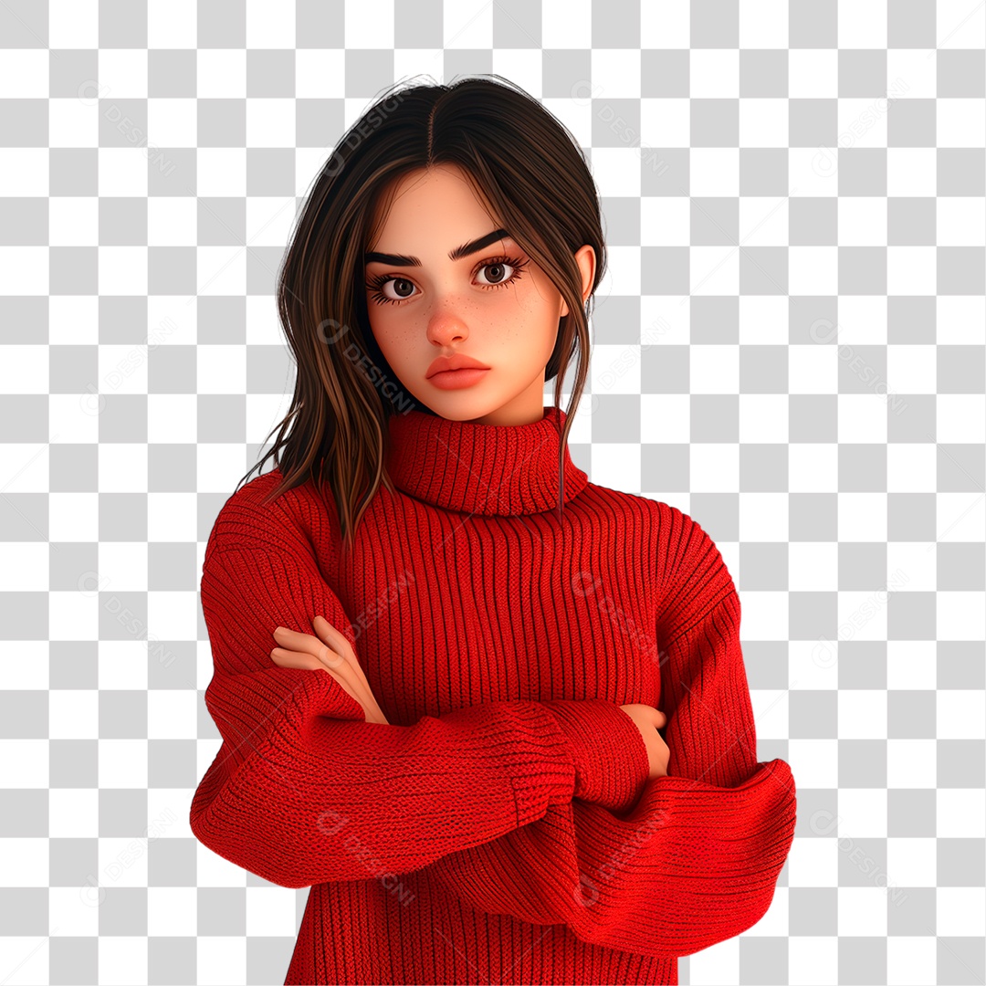 Mulher de Braços Cruzado PNG Transparente