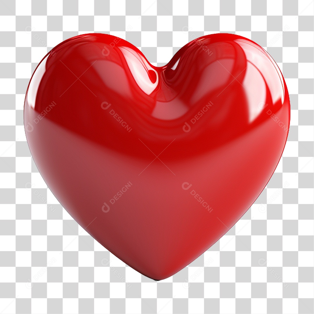 Elemento 3D Coração Emoji PNG Transparente