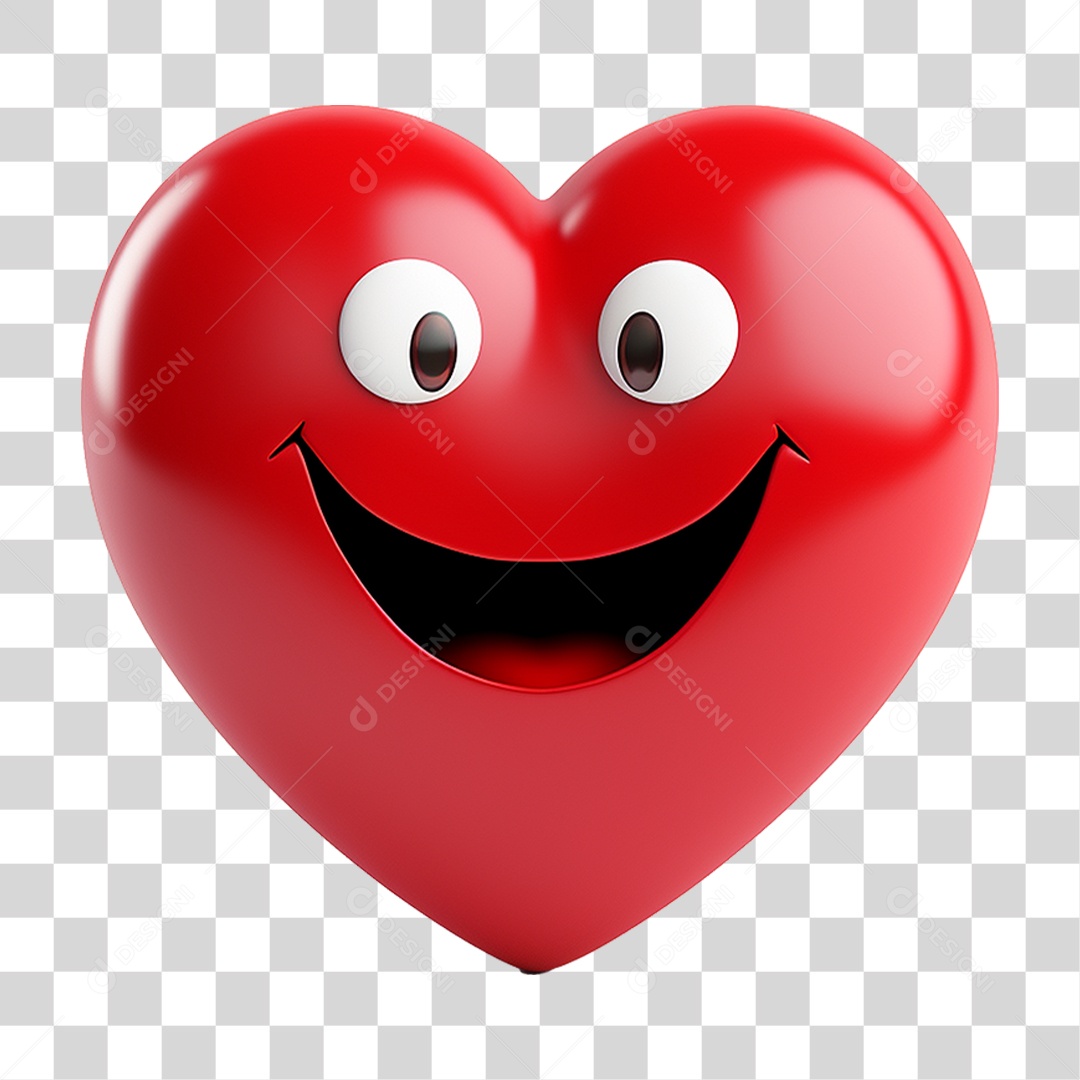 Elemento 3D Coração Emoji PNG Transparente
