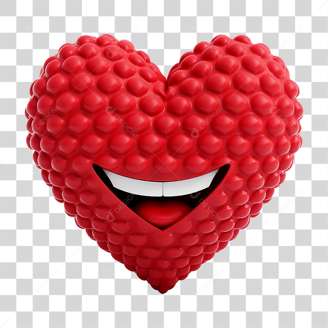 Elemento 3D Coração Emoji PNG Transparente