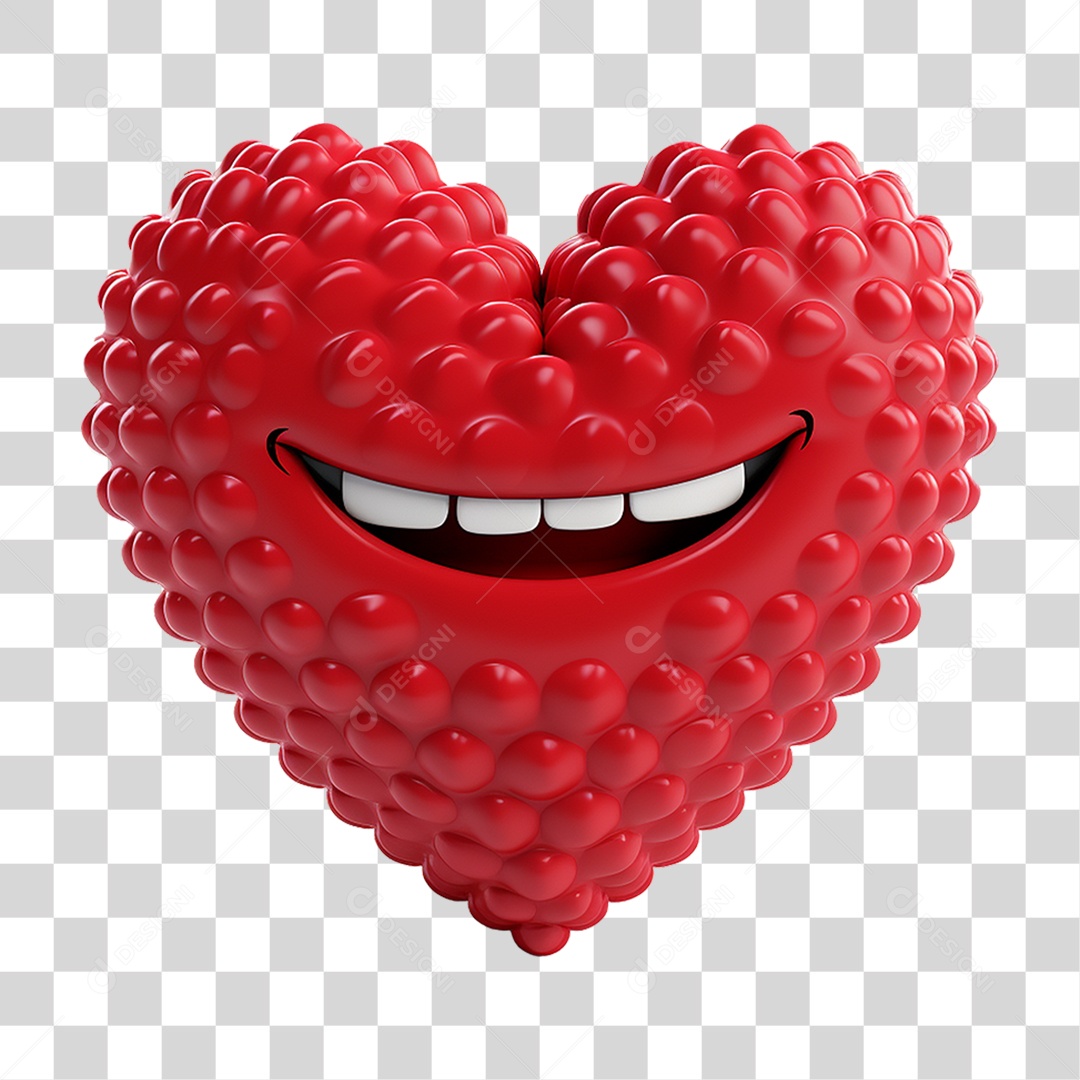 Elemento 3D Coração Emoji PNG Transparente