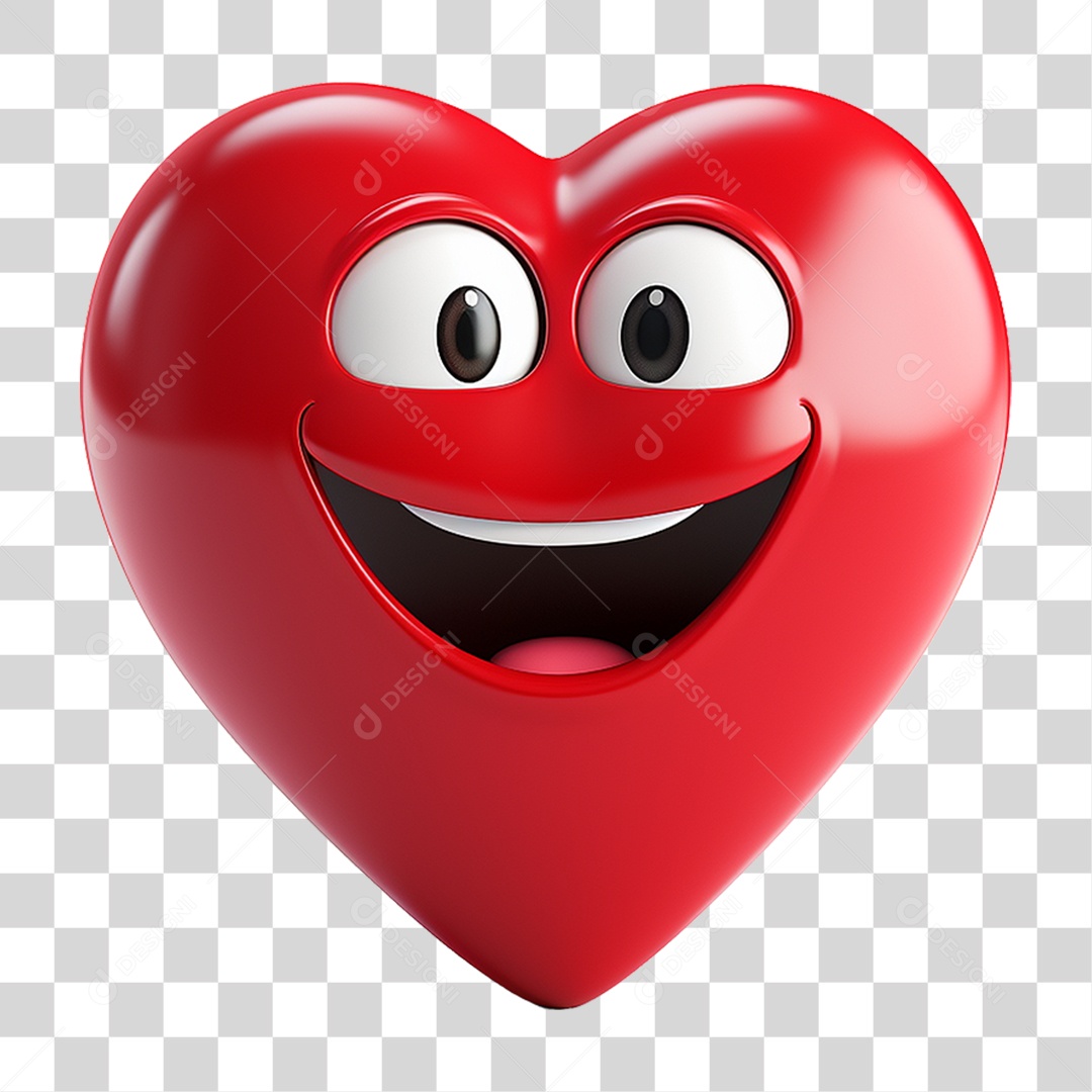 Elemento 3D Coração Emoji PNG Transparente