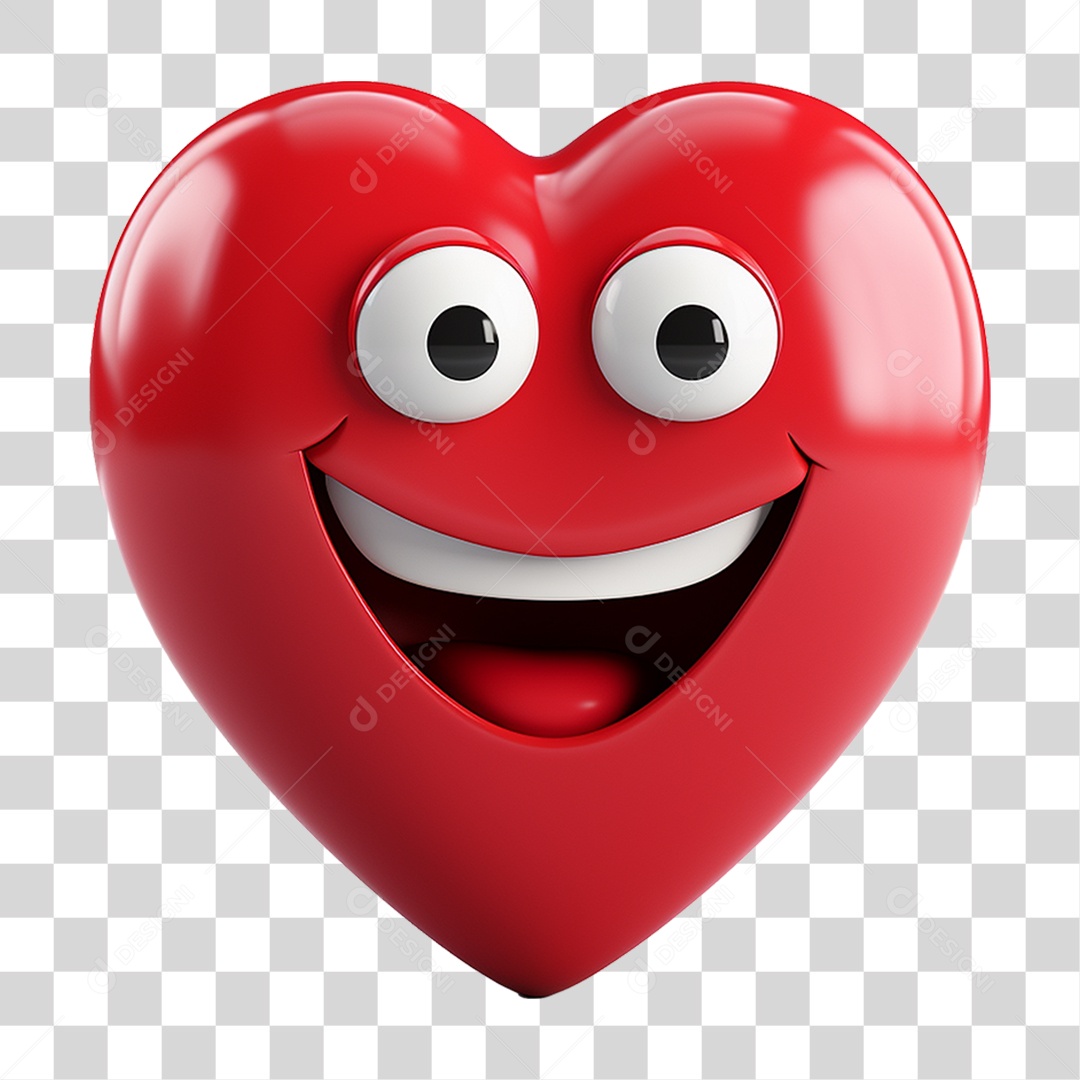 Elemento 3D Coração Emoji PNG Transparente