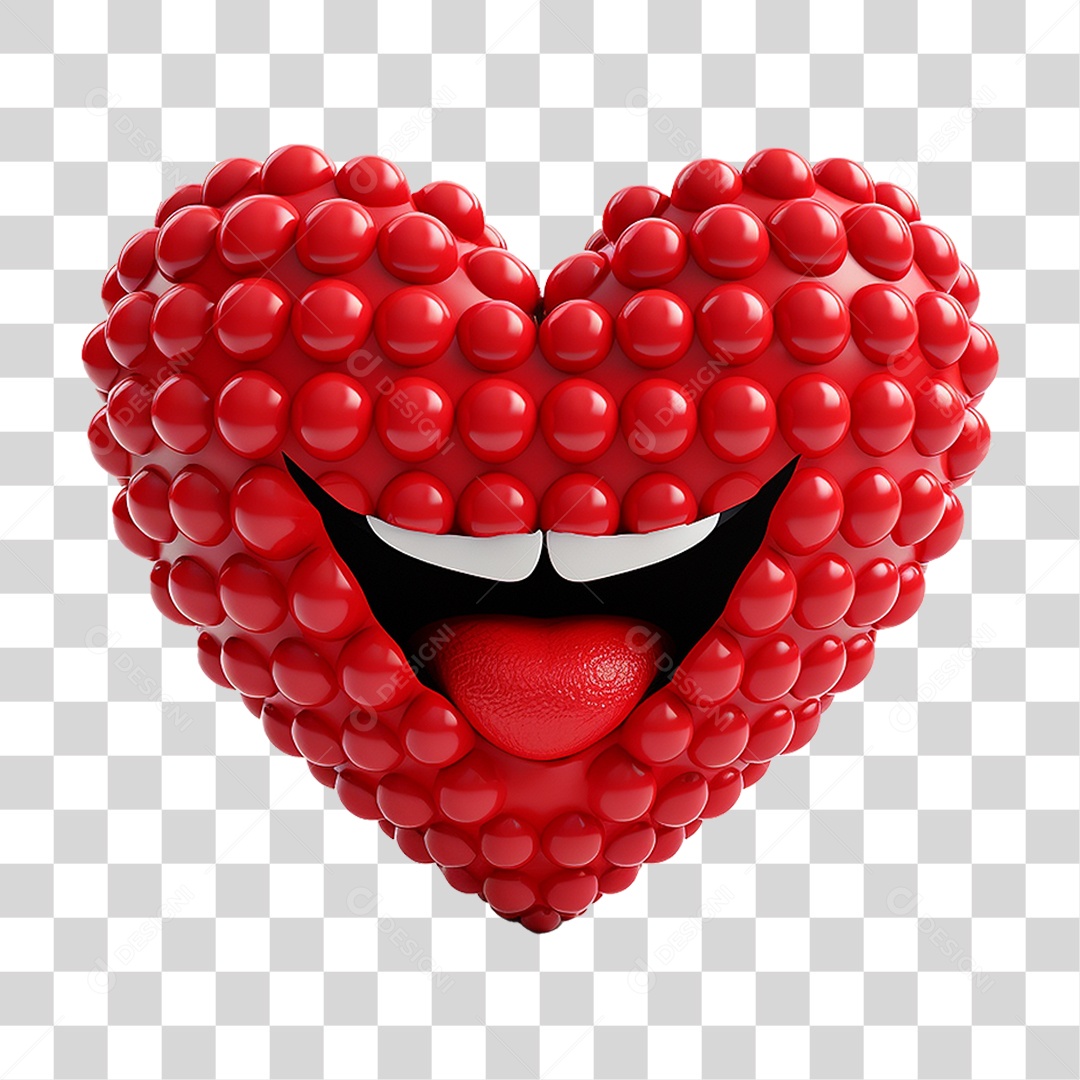 Elemento 3D Coração Emoji PNG Transparente
