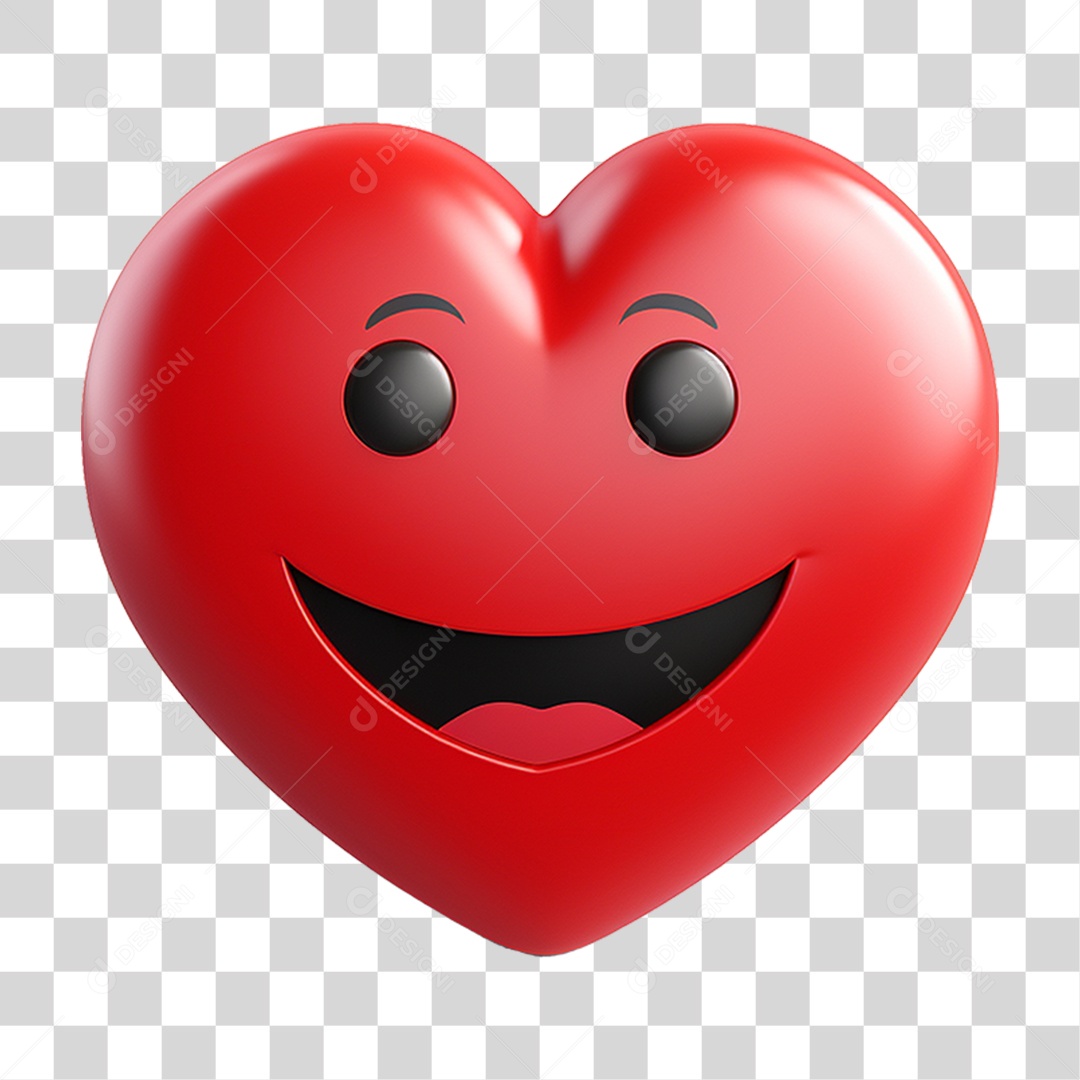 Elemento 3D Coração Emoji PNG Transparente