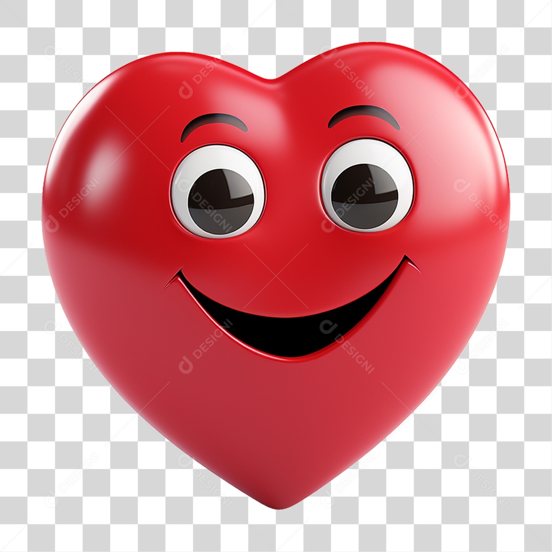 Elemento 3D Coração Emoji PNG Transparente