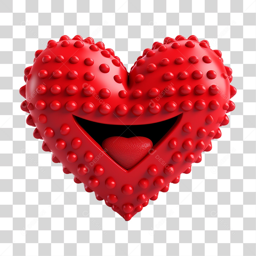 Elemento 3D Coração Emoji PNG Transparente