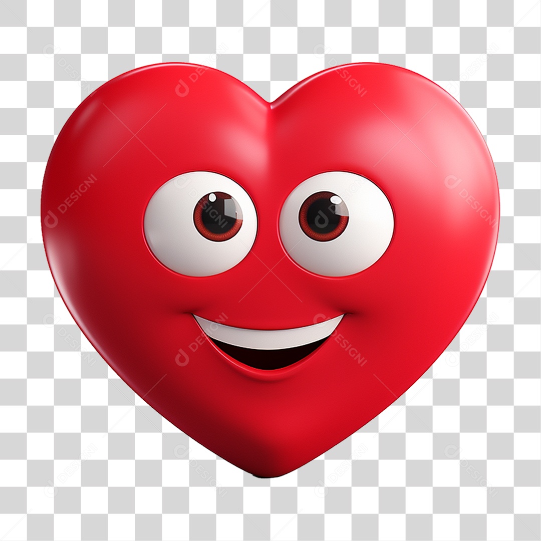 Elemento 3D Coração Emoji PNG Transparente