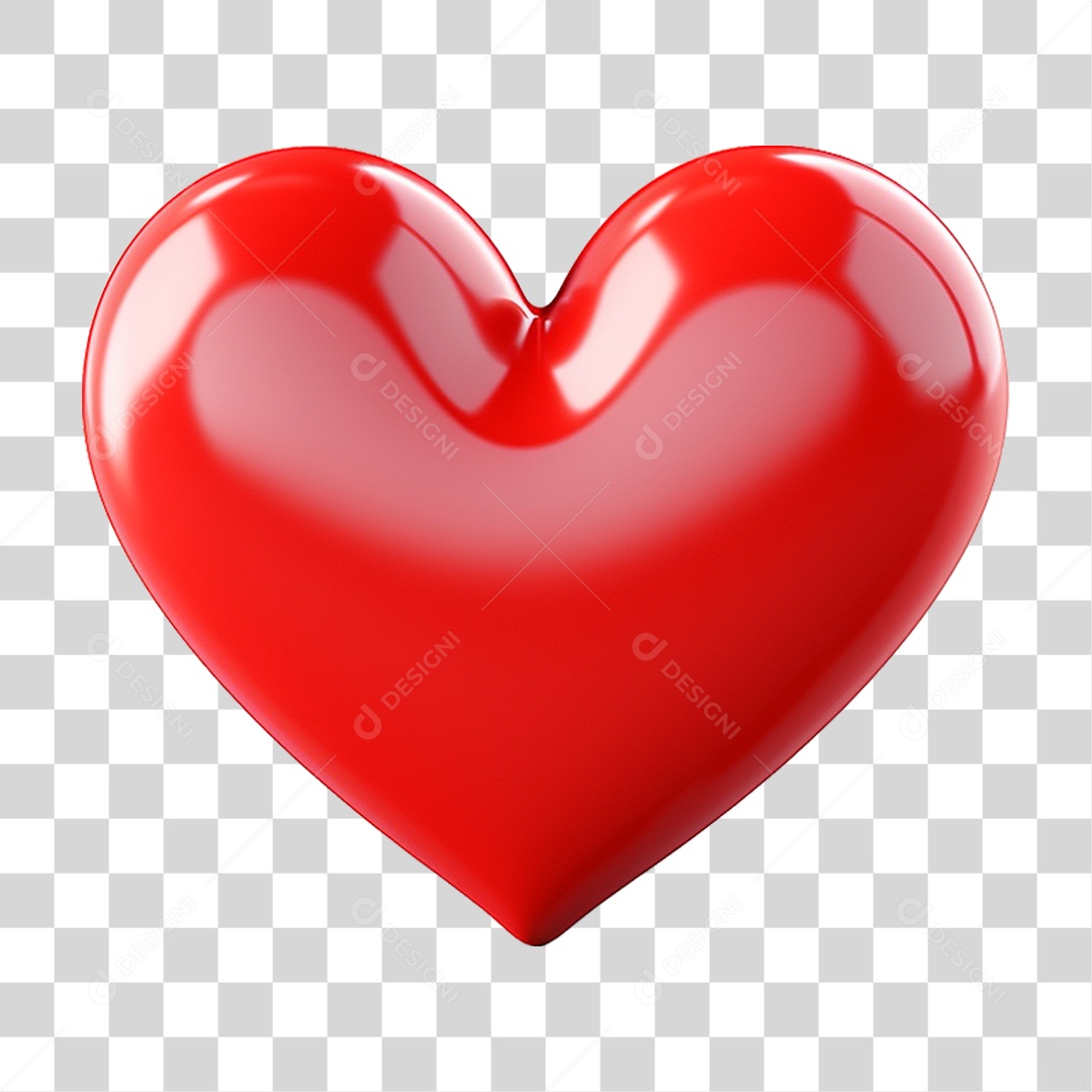 Elemento 3D Coração Emoji PNG Transparente