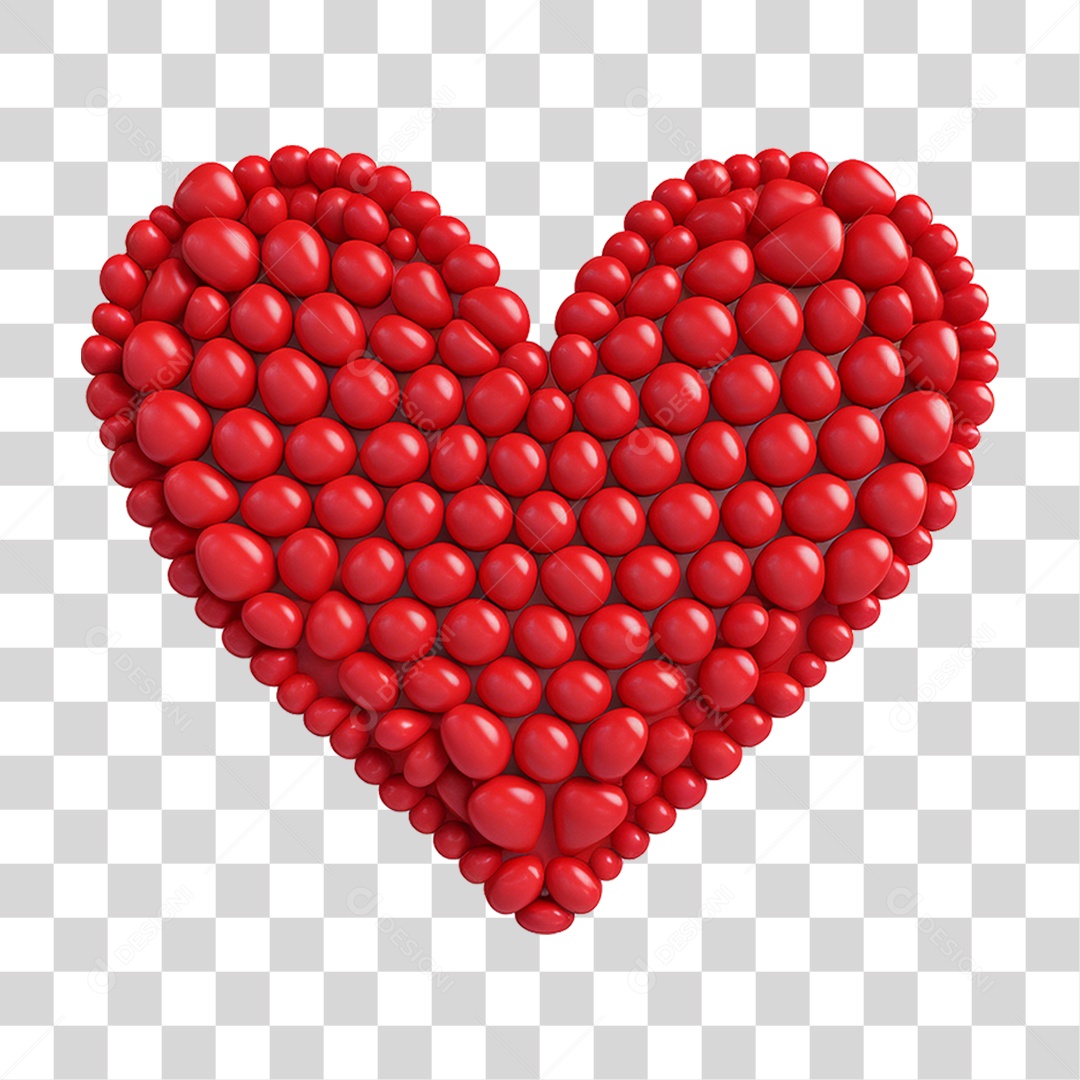 Elemento 3D Coração Emoji PNG Transparente