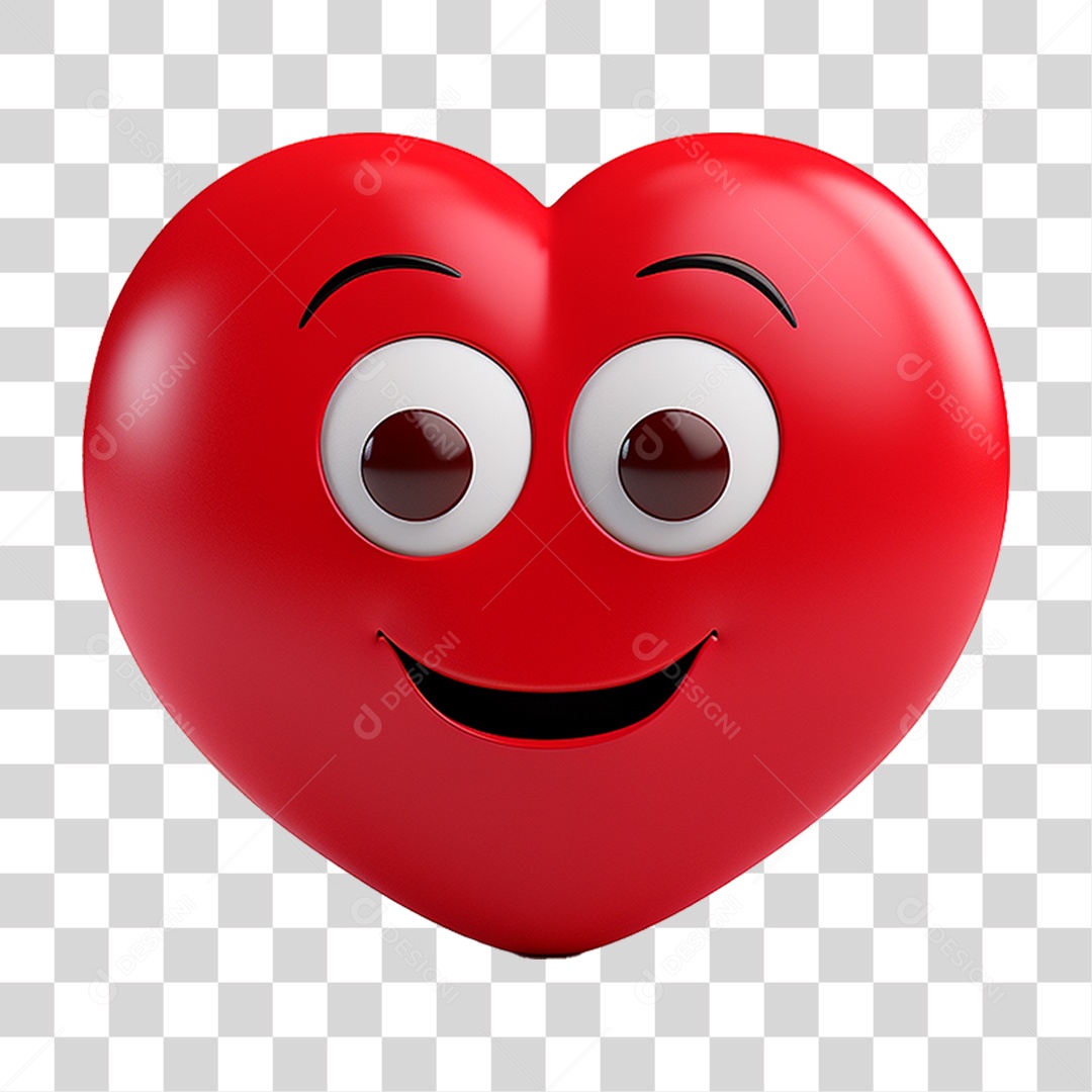 Elemento 3D Coração Emoji PNG Transparente