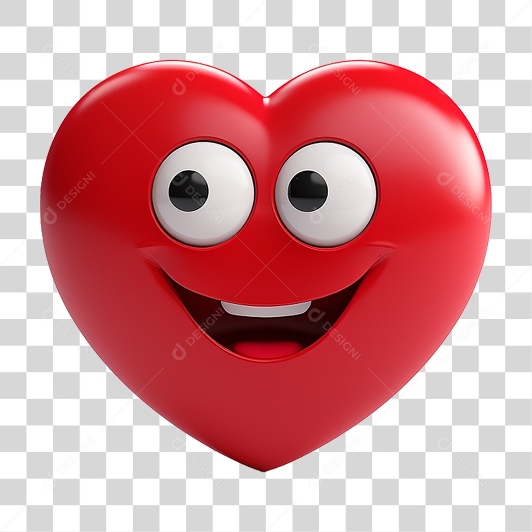 Elemento 3D Coração Emoji PNG Transparente
