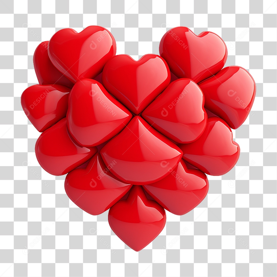 Elemento 3D Coração Emoji PNG Transparente