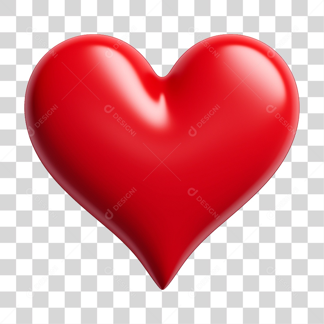 Elemento 3D Coração Emoji PNG Transparente