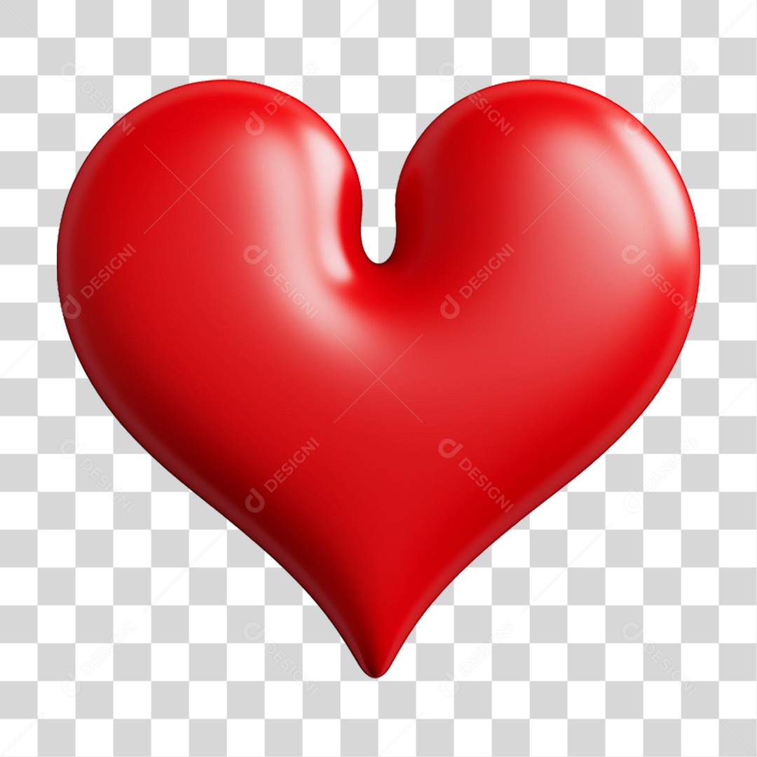 Elemento 3D Coração Emoji PNG Transparente