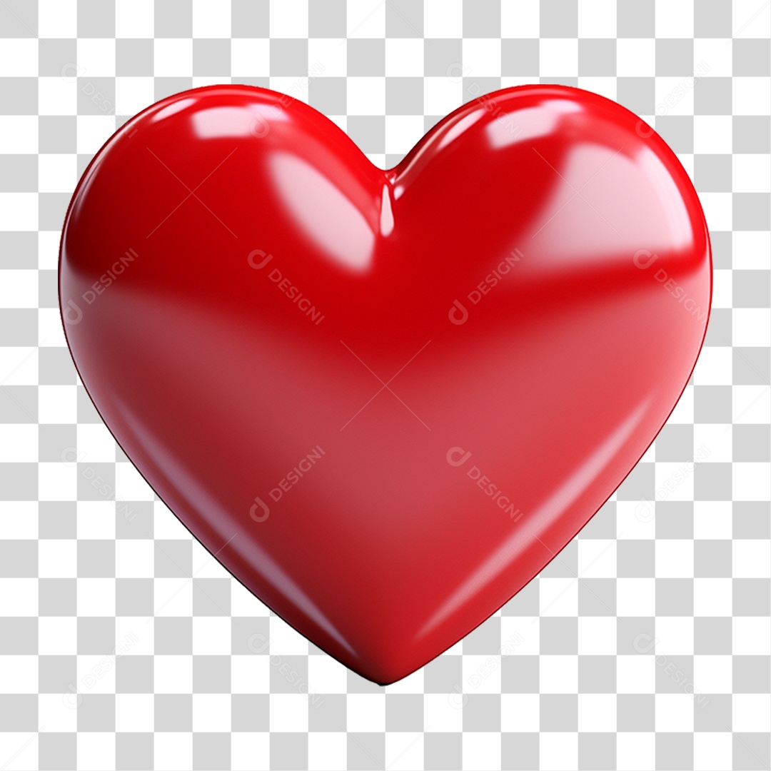 Elemento 3D Coração Emoji PNG Transparente