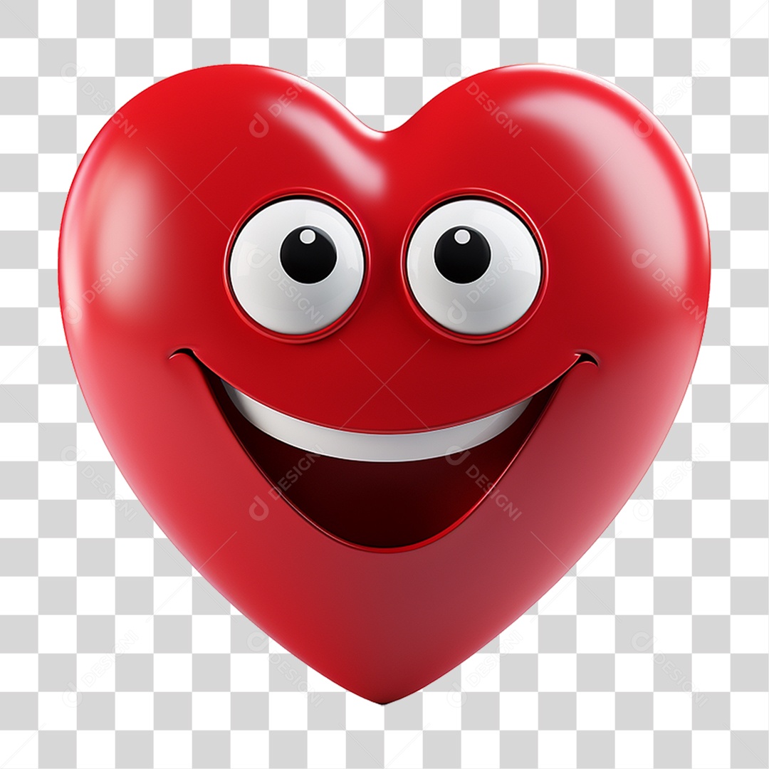 lElemento 3D Coração Emoji PNG Transparente