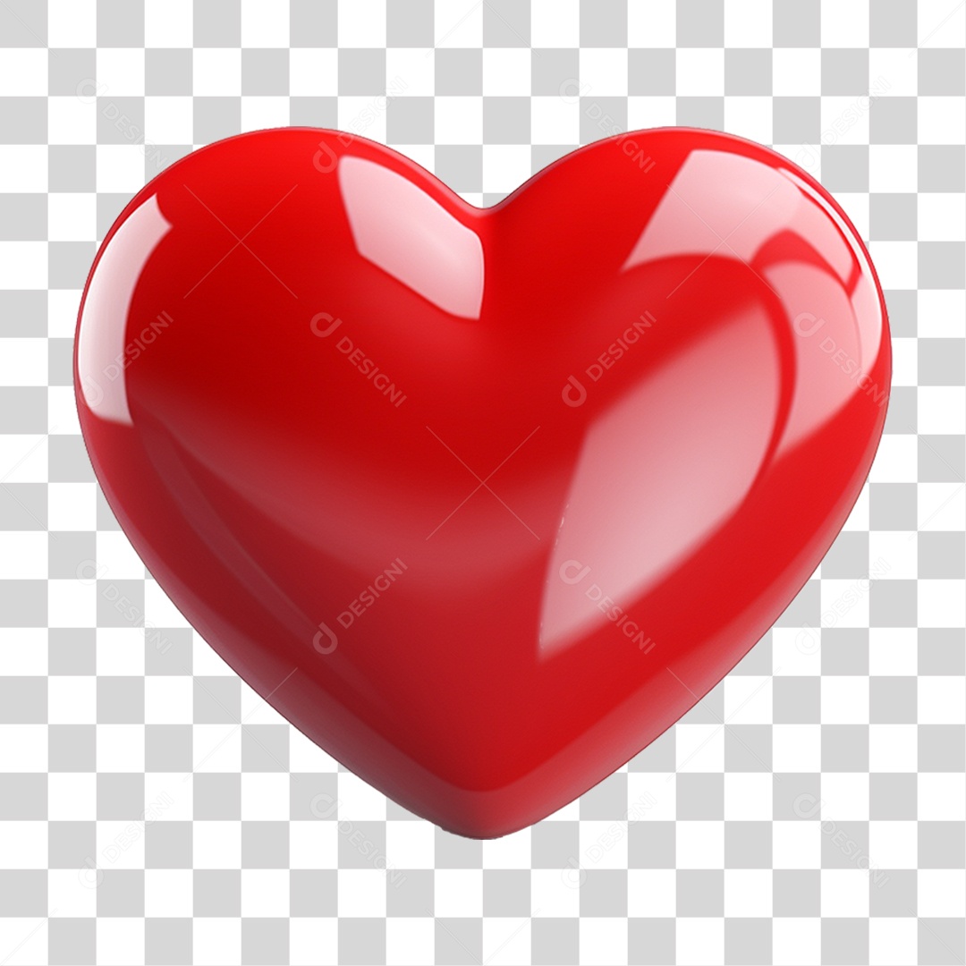 Elemento 3D Coração Emoji PNG Transparente