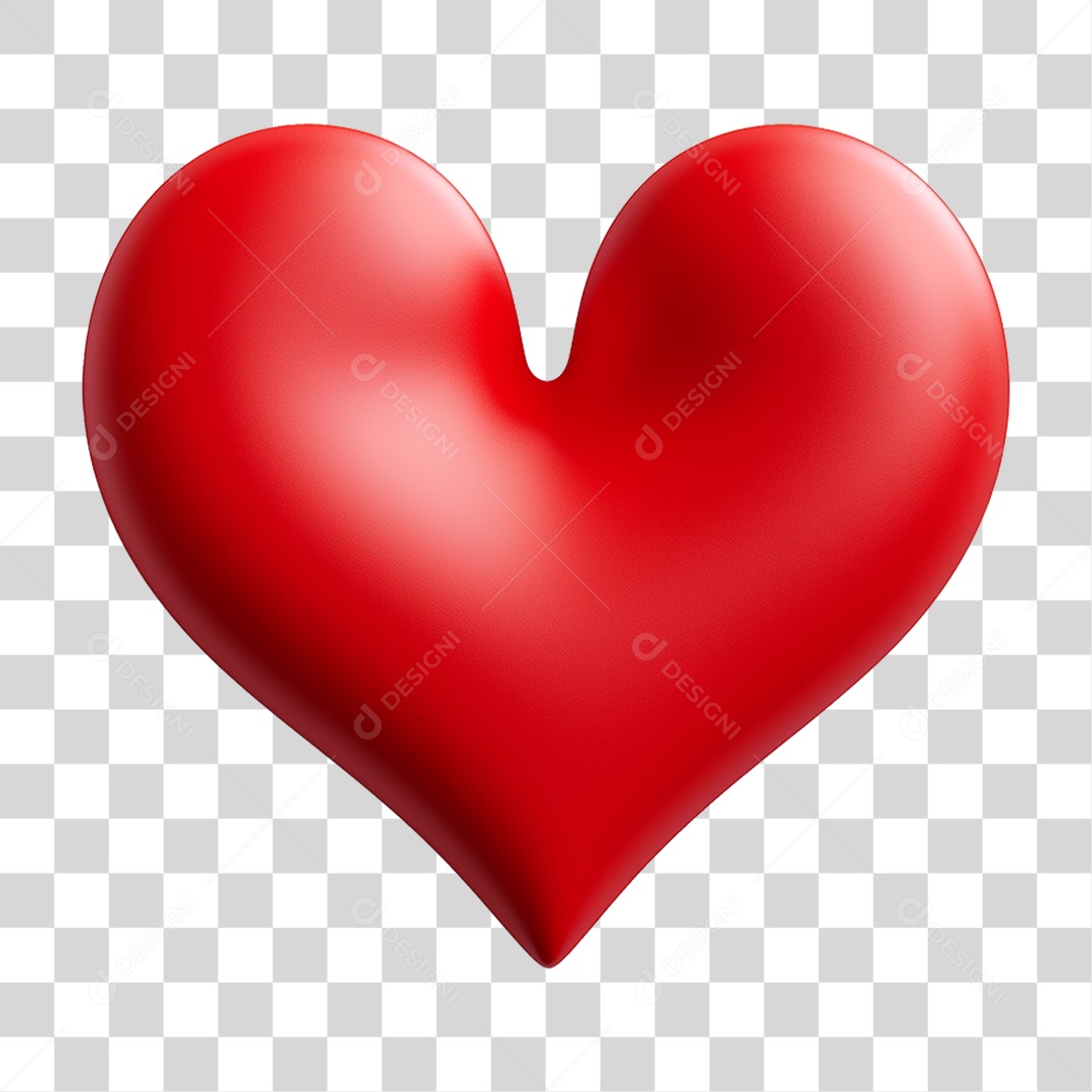 Elemento 3D Coração Emoji PNG Transparente