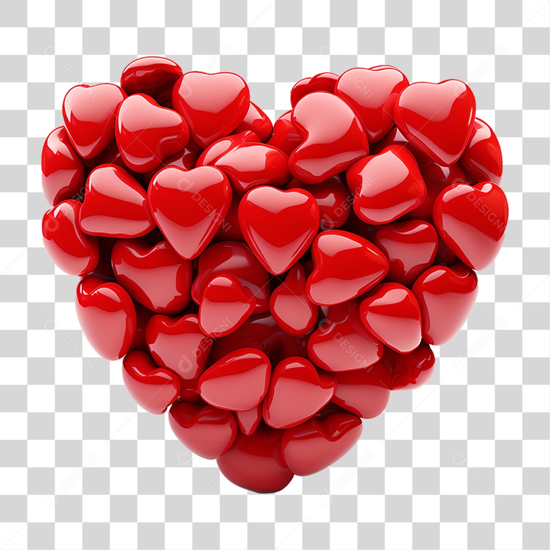 Elemento 3D Coração Emoji PNG Transparente