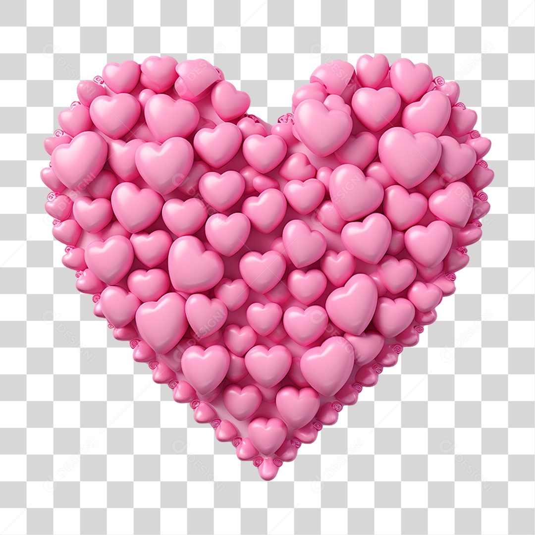 Elemento 3D Coração Emoji PNG Transparente