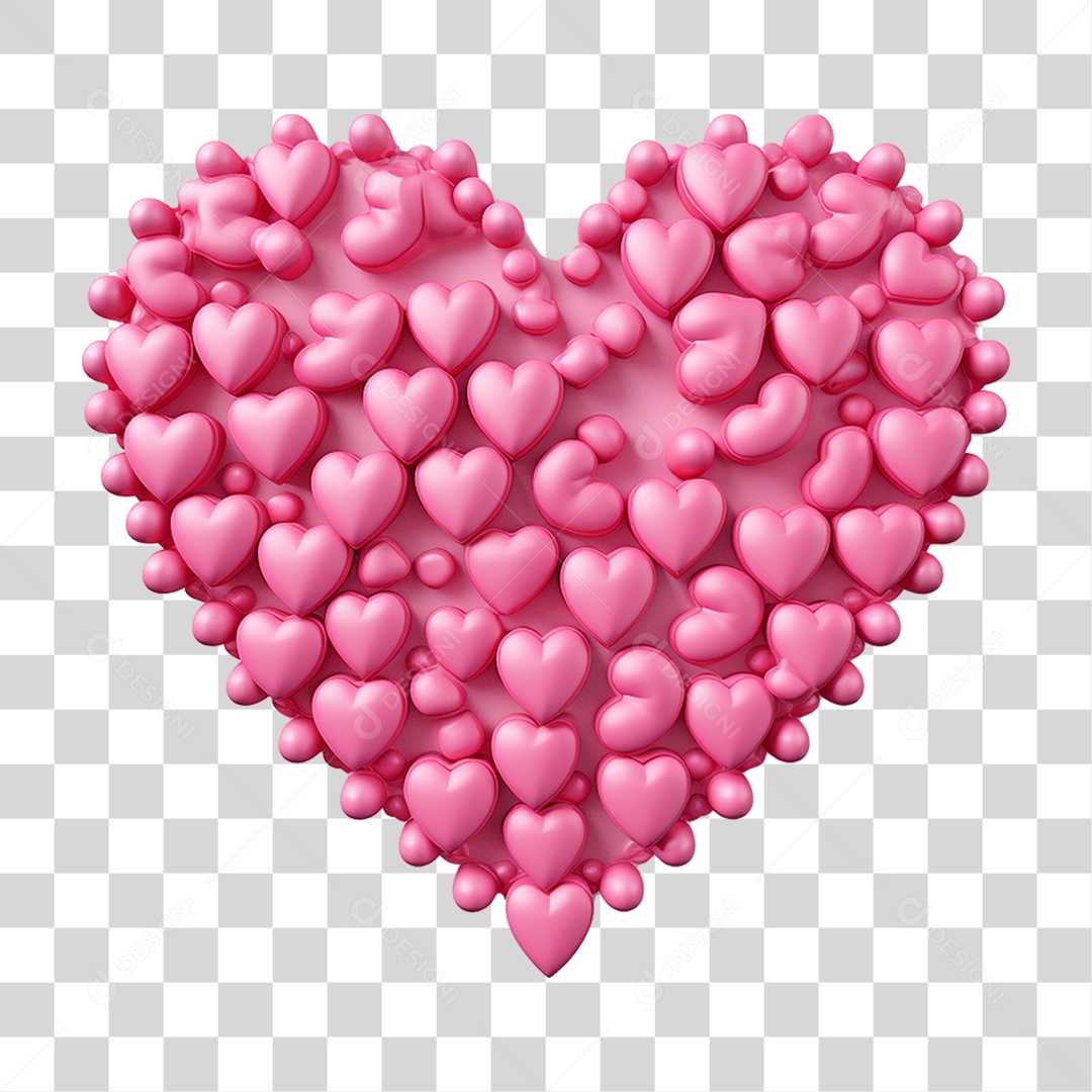 Elemento 3D Coração Emoji PNG Transparente