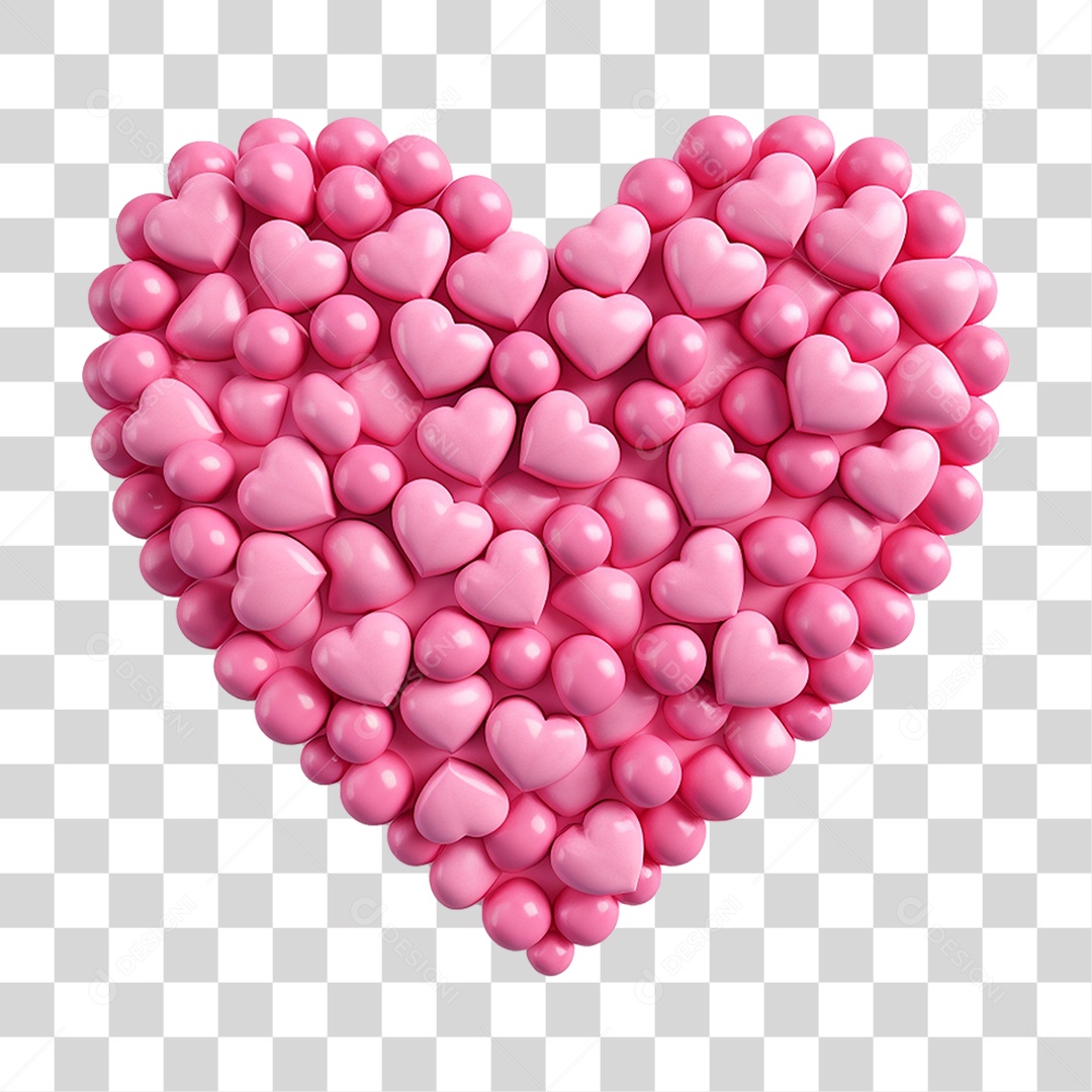 Elemento 3D Coração Emoji PNG Transparente