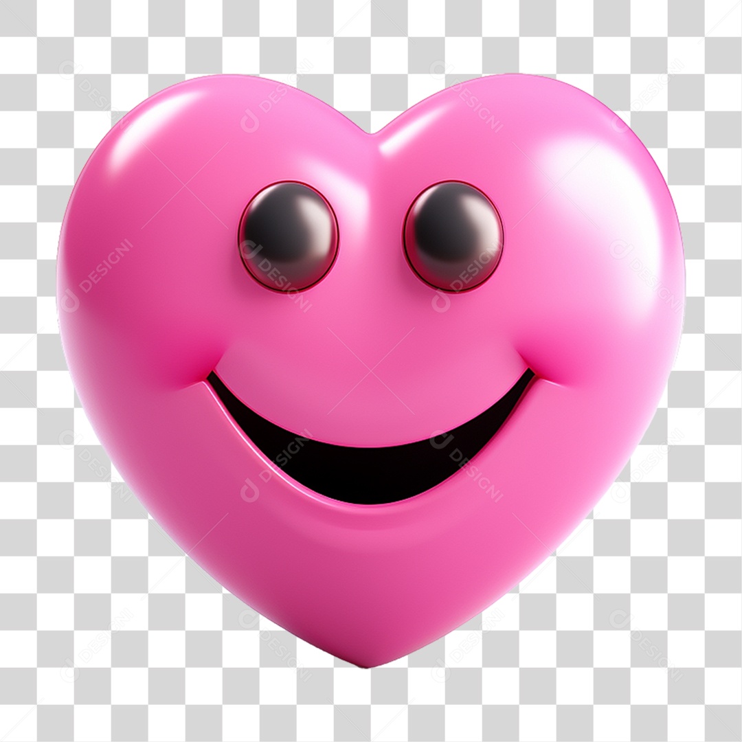 Elemento 3D Coração Emoji PNG Transparente