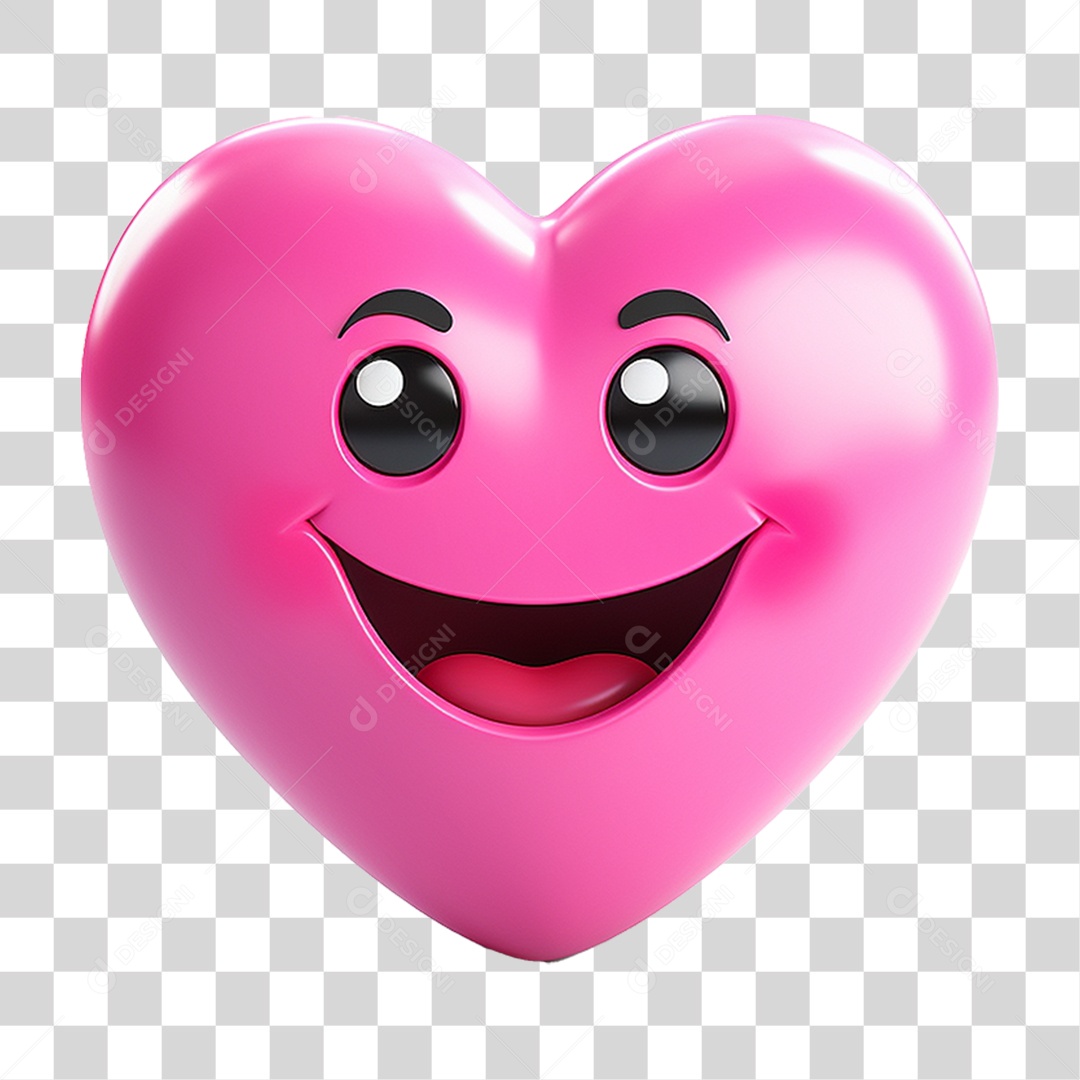 Elemento 3D Coração Emoji PNG Transparente