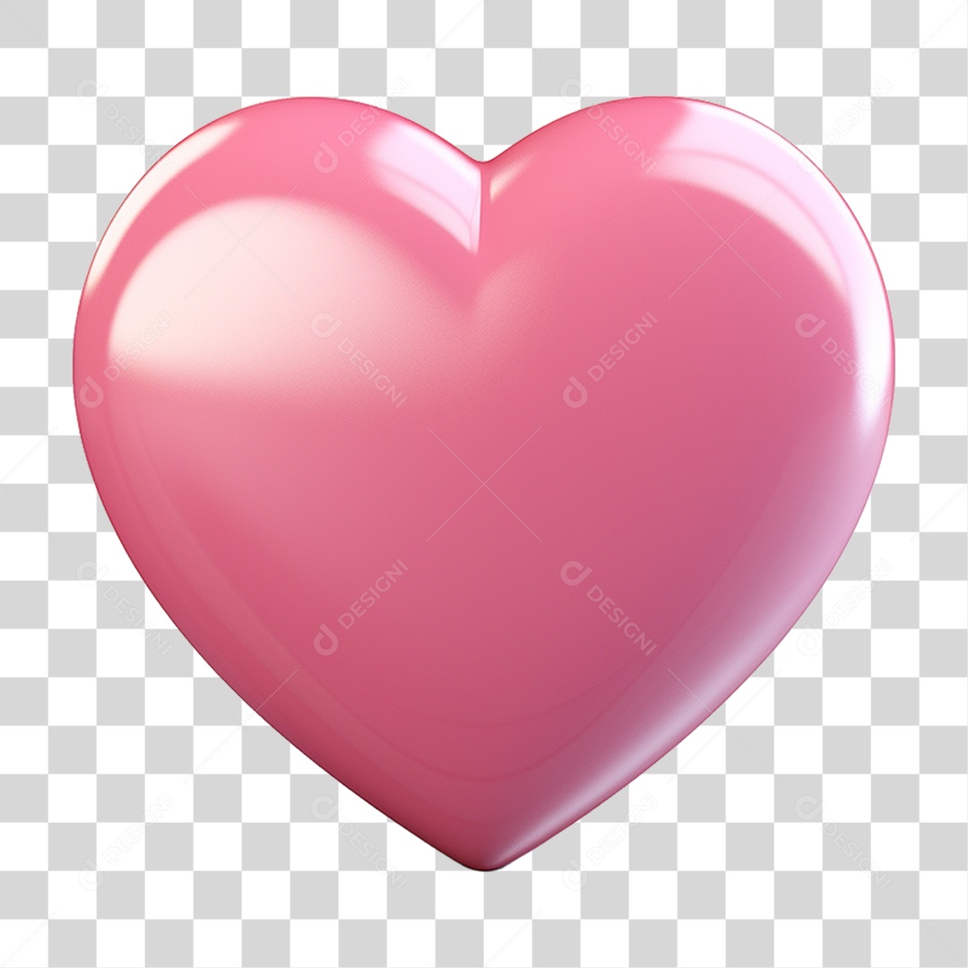 Elemento 3D Coração Emoji PNG Transparente