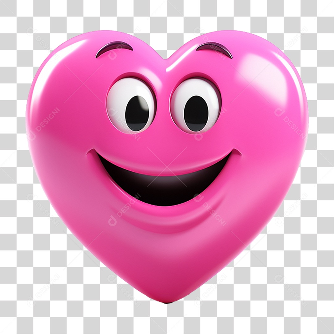 Elemento 3D Coração Emoji PNG Transparente