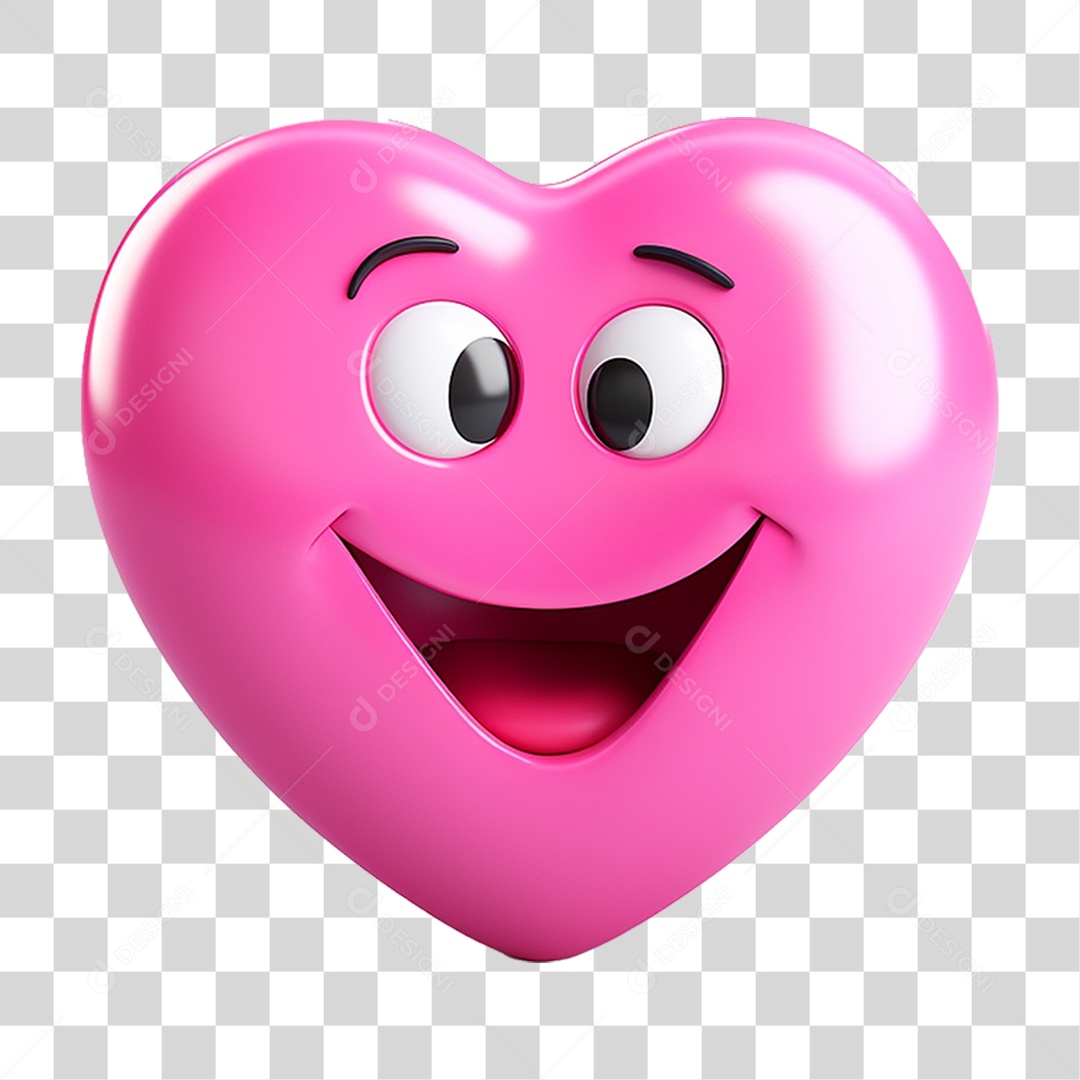Elemento 3D Coração Emoji PNG Transparente